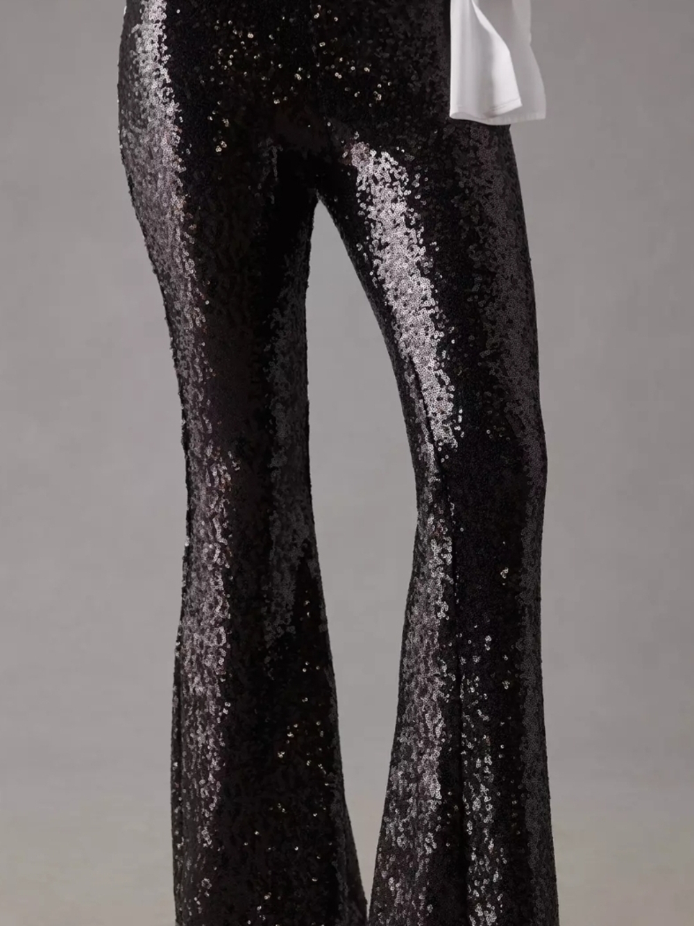 Anthropologie Black Sequin Flared Pants